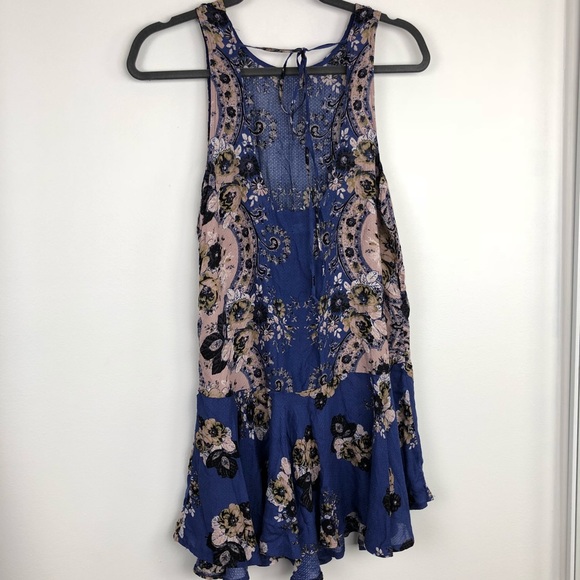 Free People Blue Floral Ruffle Hem Dress - Picture 5 of 7
